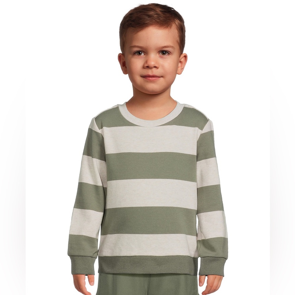 Kids Green and White Striped Sweatshirt